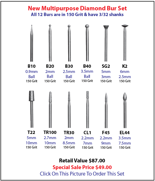 12 Piece Multipurpose Diamond Bur Set