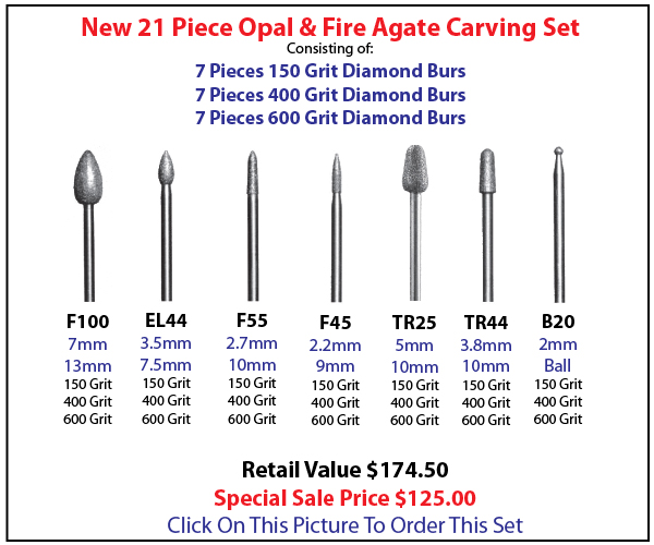 Lasco 21 Piece Opal & Fire Agate Carving Set